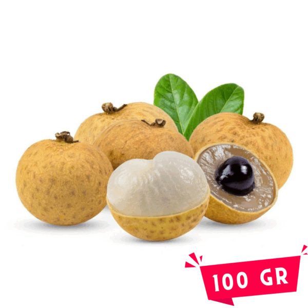 Longan 100 gram meyvesi, tatlı aroması ve yüksek antioksidan içeriğiyle bağışıklığı destekleyen egzotik ve sağlıklı bir atıştırmalıktır.
